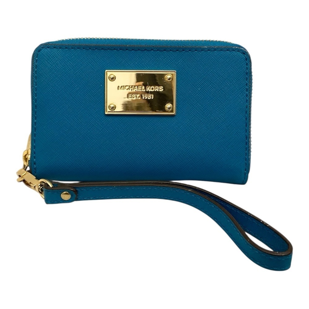 Michael Kors Teal Wristlet with Gold Accents